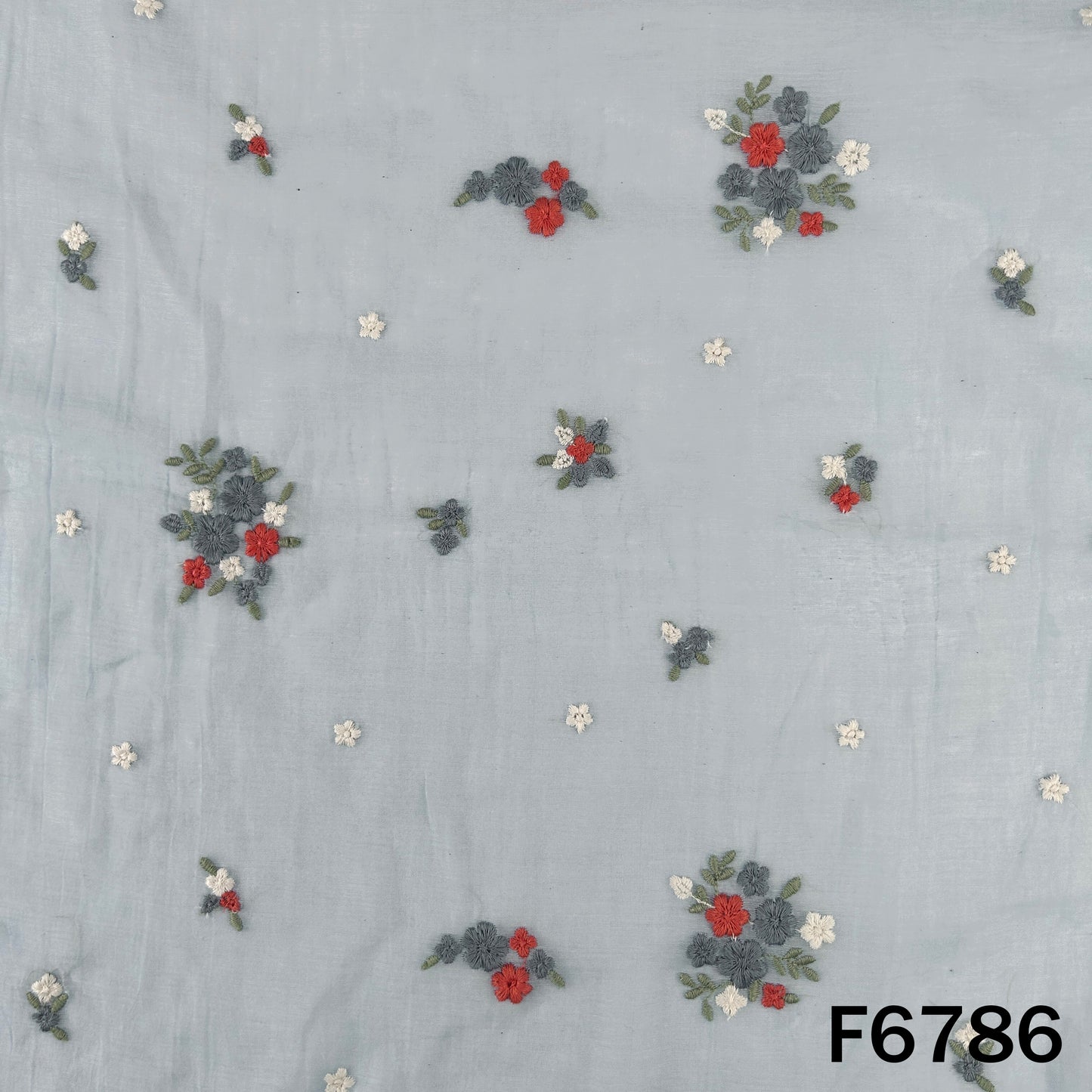 Thread Embroidered Mul Chanderi Fabric - F6786
