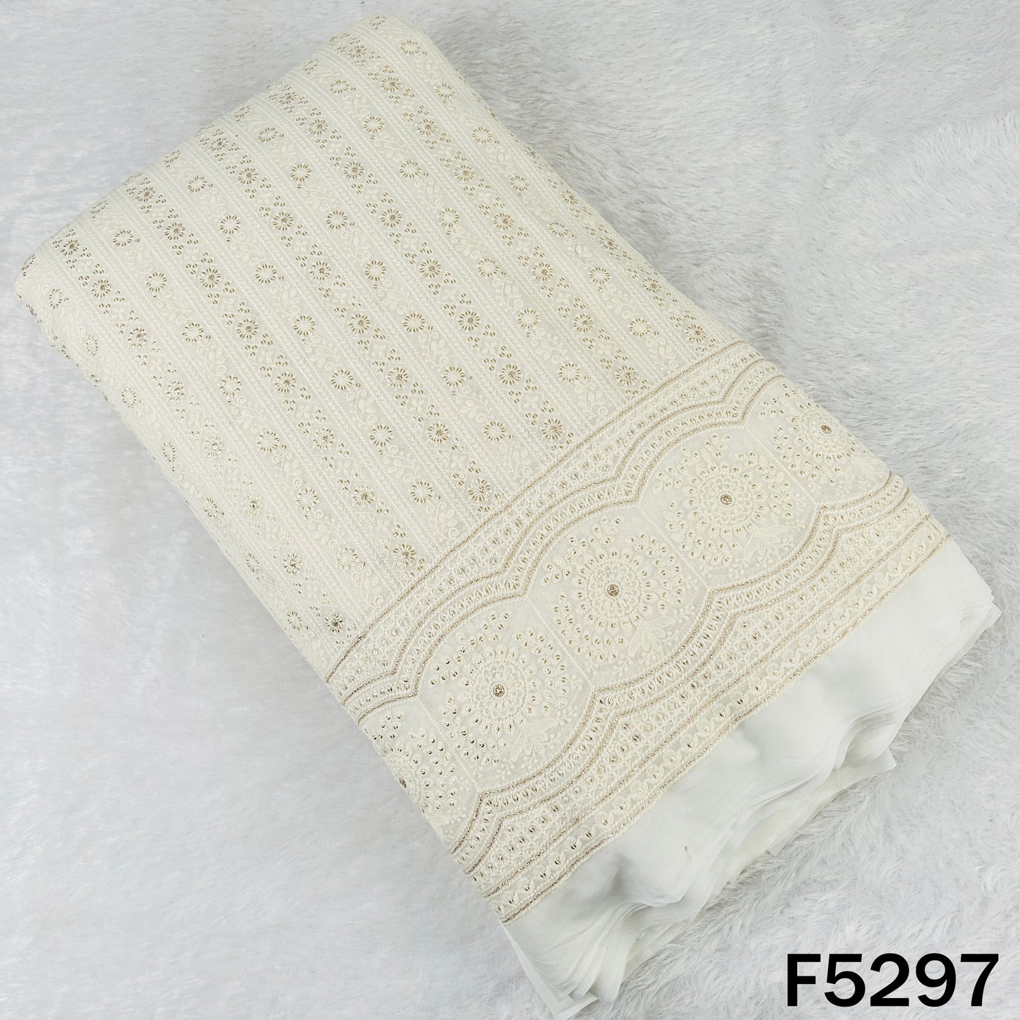 Dyeable Thread Sequins Embroidered Georgette Fabric - F5297