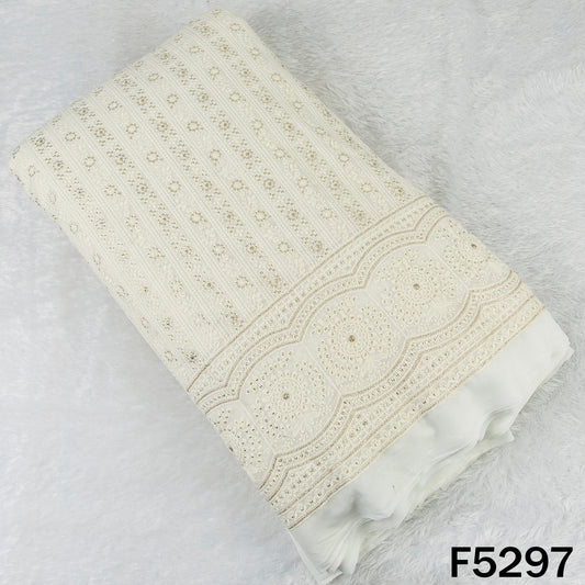 Dyeable Thread Sequins Embroidered Georgette Fabric - F5297