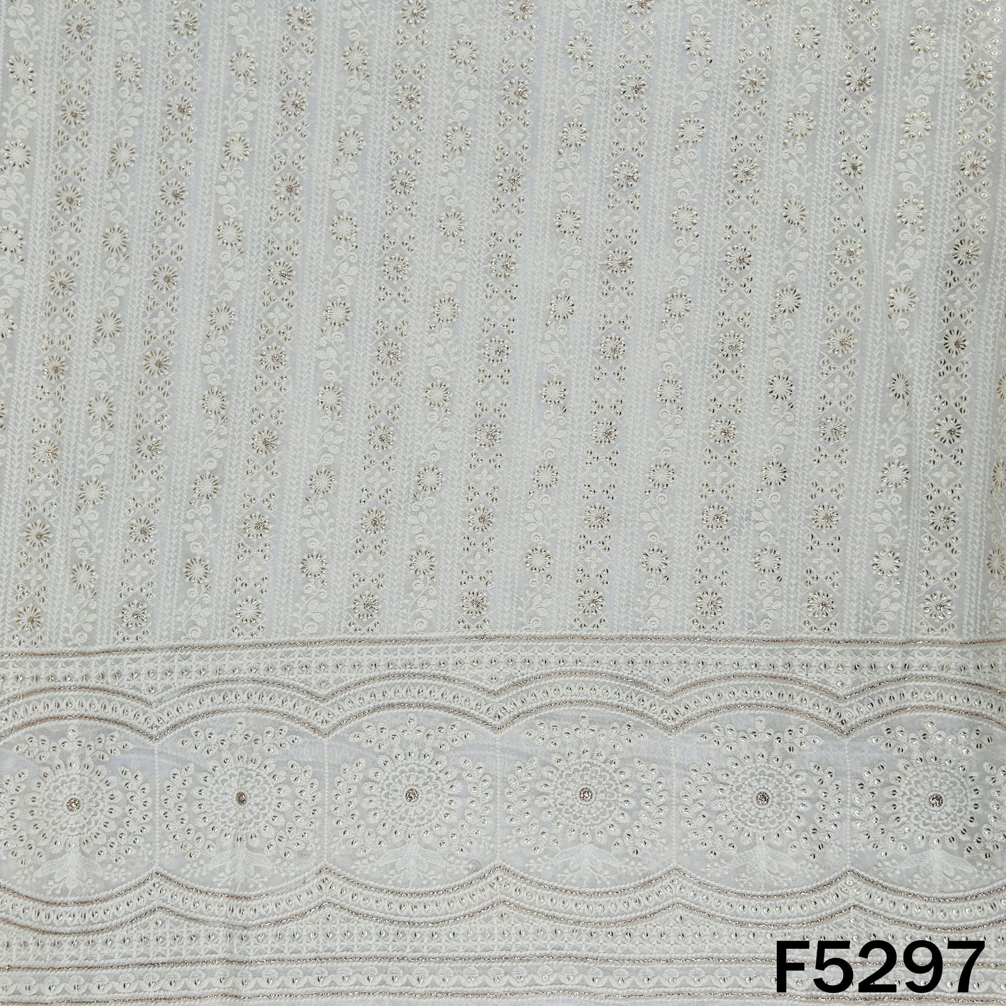 Dyeable Thread Sequins Embroidered Georgette Fabric - F5297