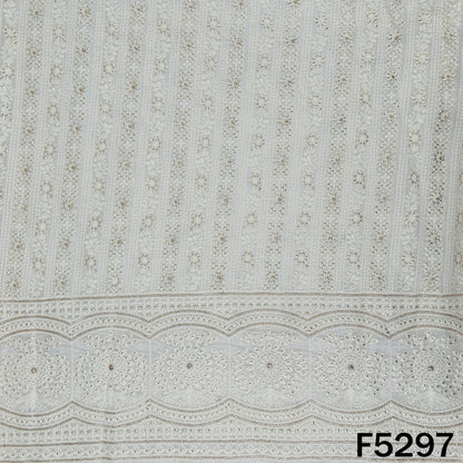 Dyeable Thread Sequins Embroidered Georgette Fabric - F5297