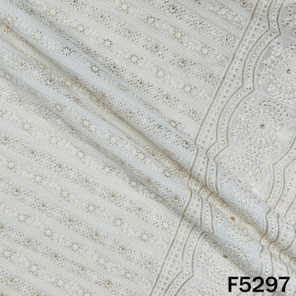 Dyeable Thread Sequins Embroidered Georgette Fabric - F5297