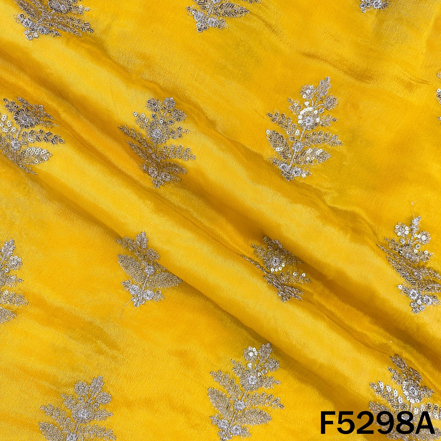 Zari Sequins Embroidered Chinnon Chiffon Fabric - F5298