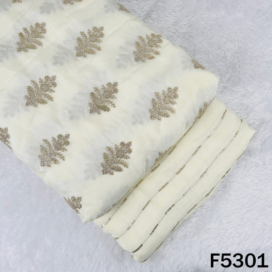 Zari Sequins Embroidered Chinnon Chiffon Fabric - F5301
