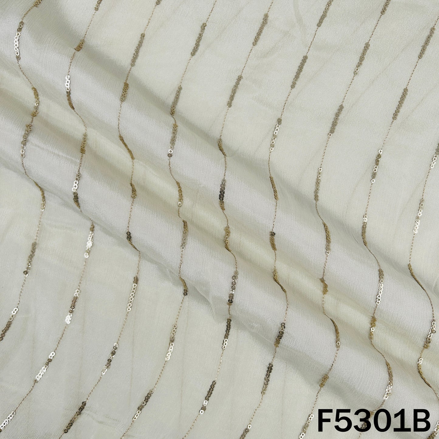 Zari Sequins Embroidered Chinnon Chiffon Fabric - F5301