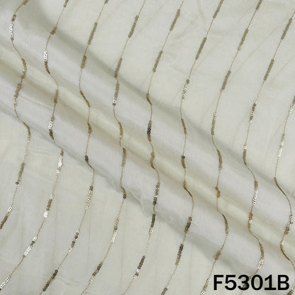 Zari Sequins Embroidered Chinnon Chiffon Fabric - F5301