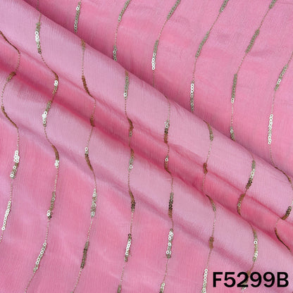 Zari Sequins Embroidered Chinnon Chiffon Fabric - F5299