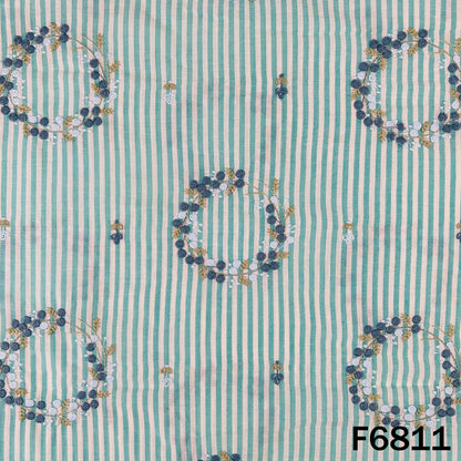 Thread Embroidered Stripes Cambric Cotton Fabric - F6811