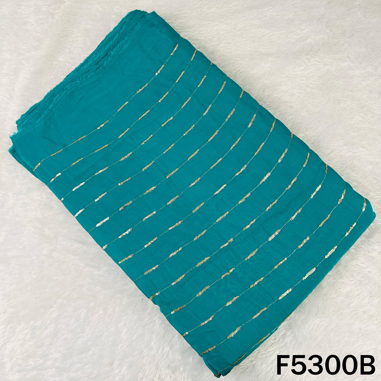 Zari Sequins Embroidered Chinnon Chiffon Fabric - F5300