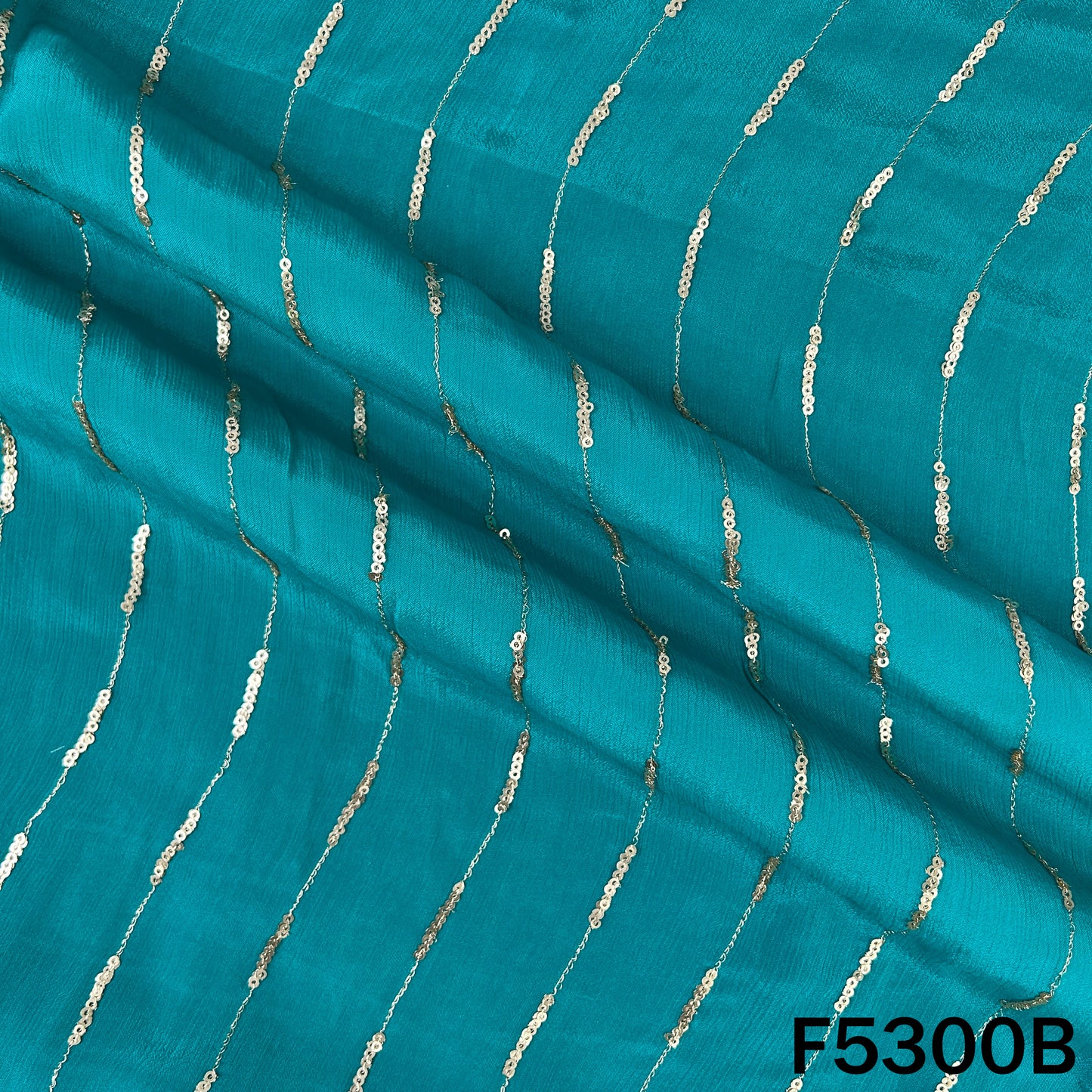 Zari Sequins Embroidered Chinnon Chiffon Fabric - F5300