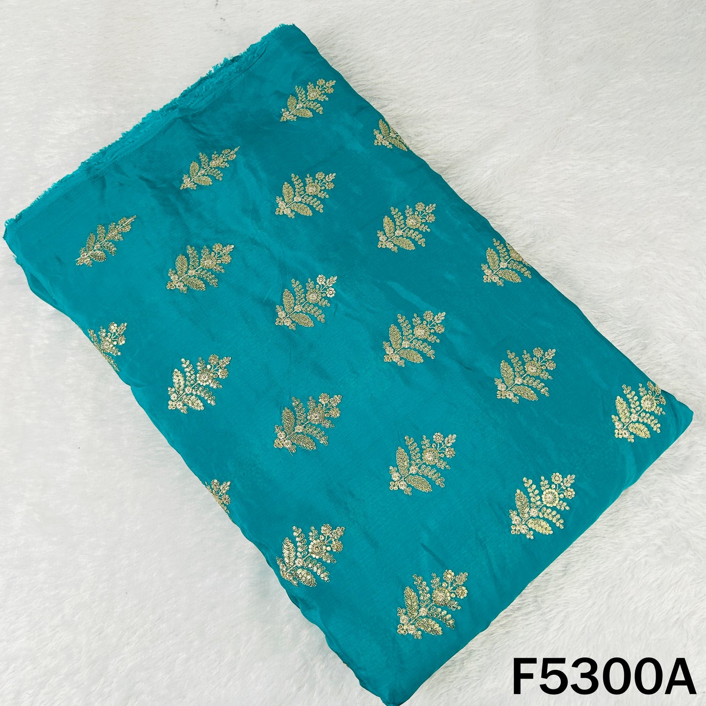 Zari Sequins Embroidered Chinnon Chiffon Fabric - F5300