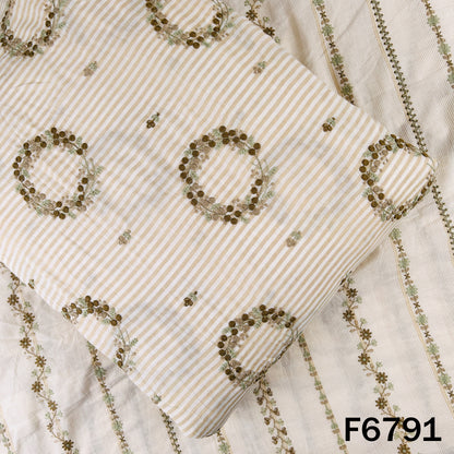 Thread Embroidered Stripes Cambric Cotton Fabric - F6791