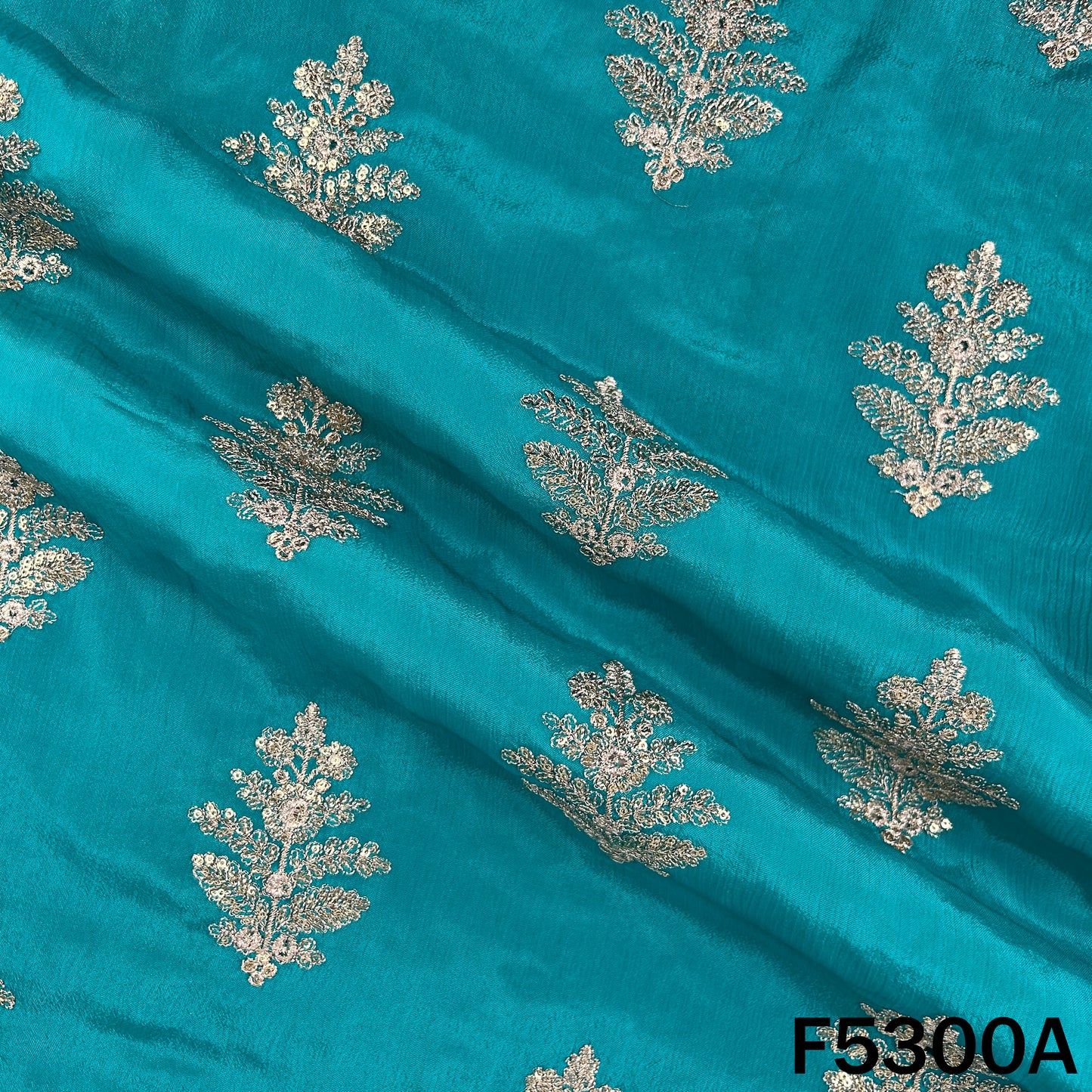 Zari Sequins Embroidered Chinnon Chiffon Fabric - F5300