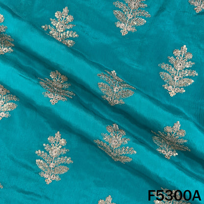 Zari Sequins Embroidered Chinnon Chiffon Fabric - F5300