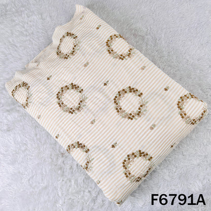 Thread Embroidered Stripes Cambric Cotton Fabric - F6791