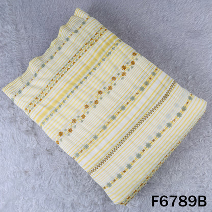 Thread Embroidered Stripes Cambric Cotton Fabric - F6789