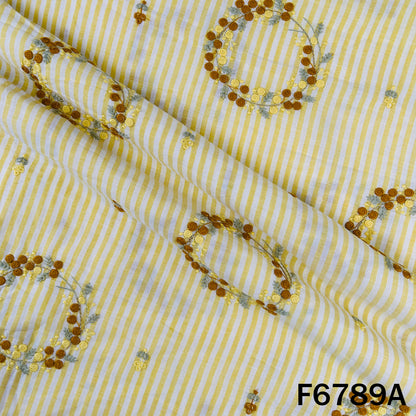 Thread Embroidered Stripes Cambric Cotton Fabric - F6789