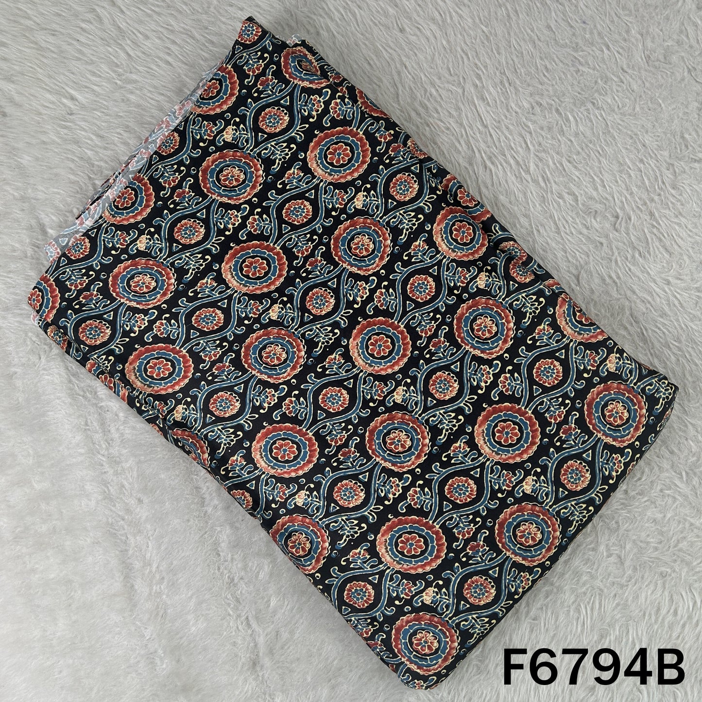 Ajrakh Print Modal Satin Fabric - F6794