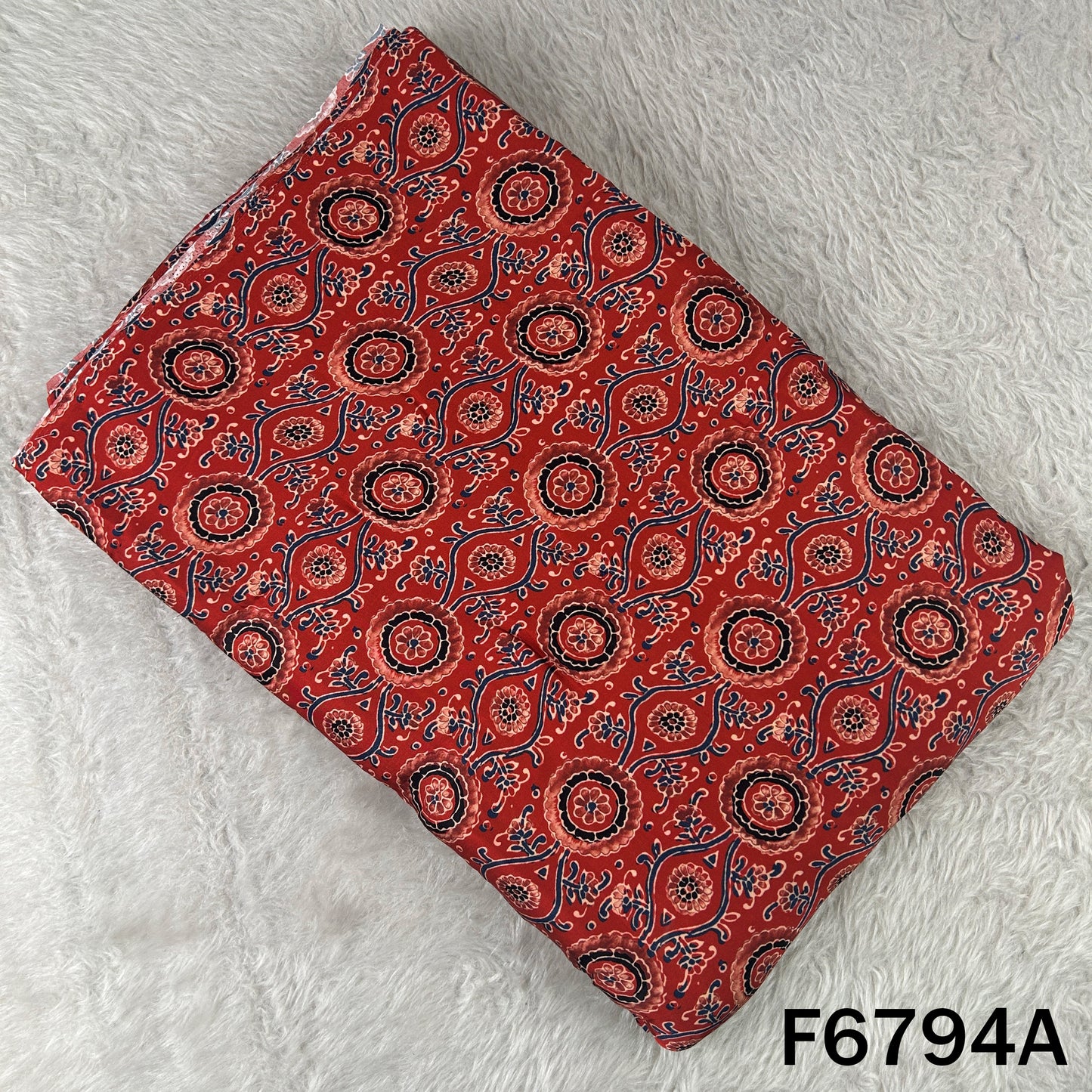 Ajrakh Print Modal Satin Fabric - F6794