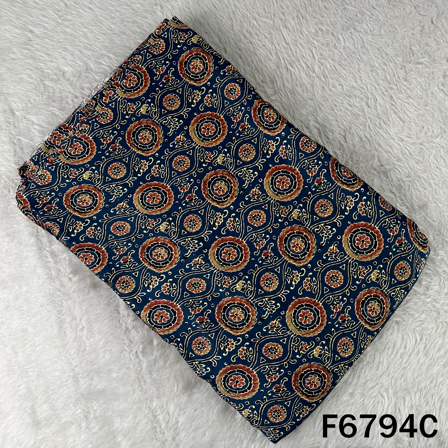 Ajrakh Print Modal Satin Fabric - F6794