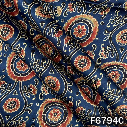 Ajrakh Print Modal Satin Fabric - F6794