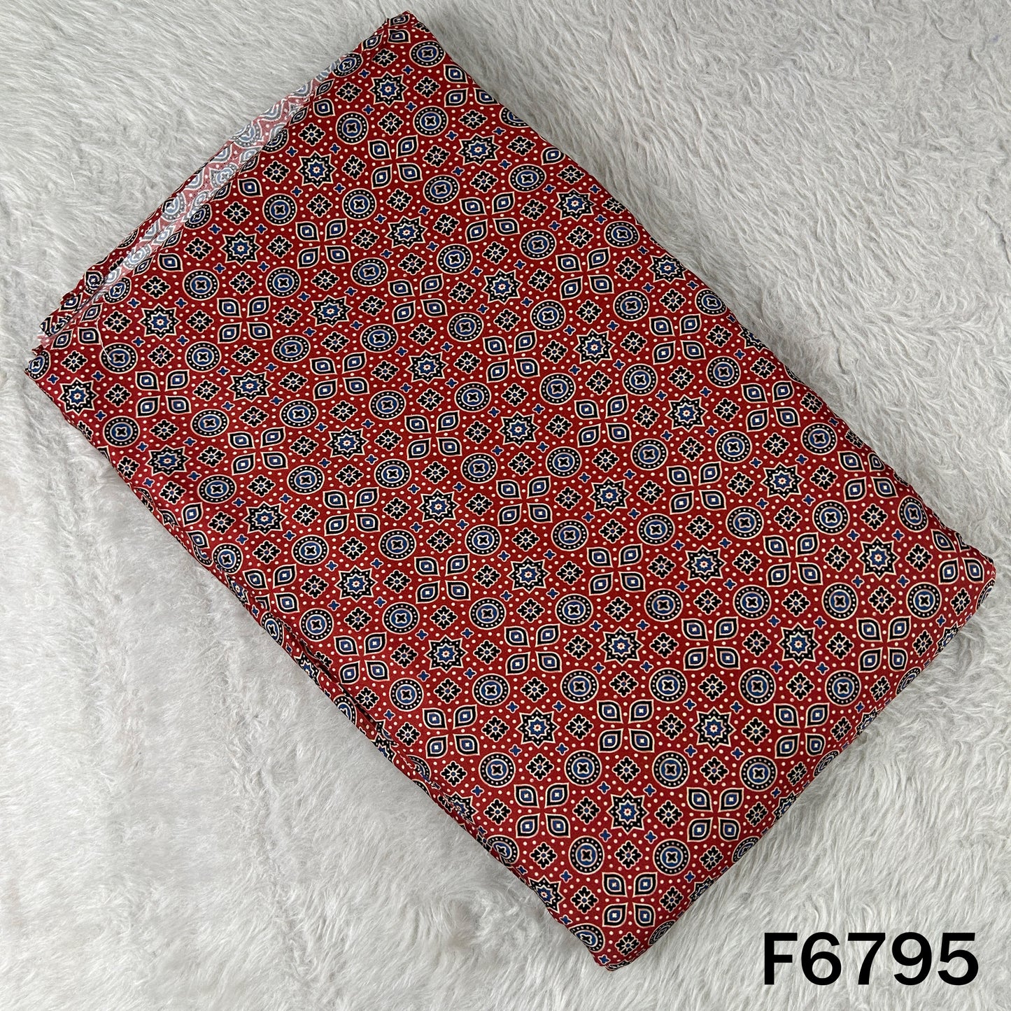 Ajrakh Print Modal Satin Fabric - F6795
