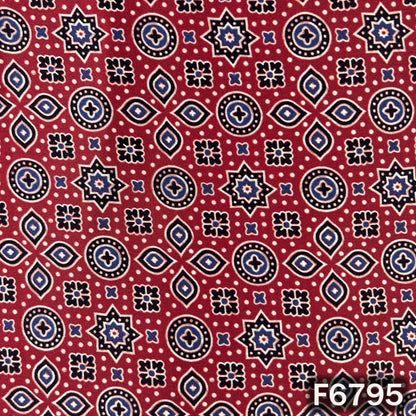 Ajrakh Print Modal Satin Fabric - F6795