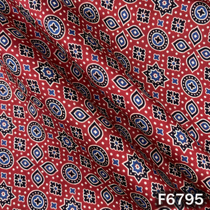 Ajrakh Print Modal Satin Fabric - F6795