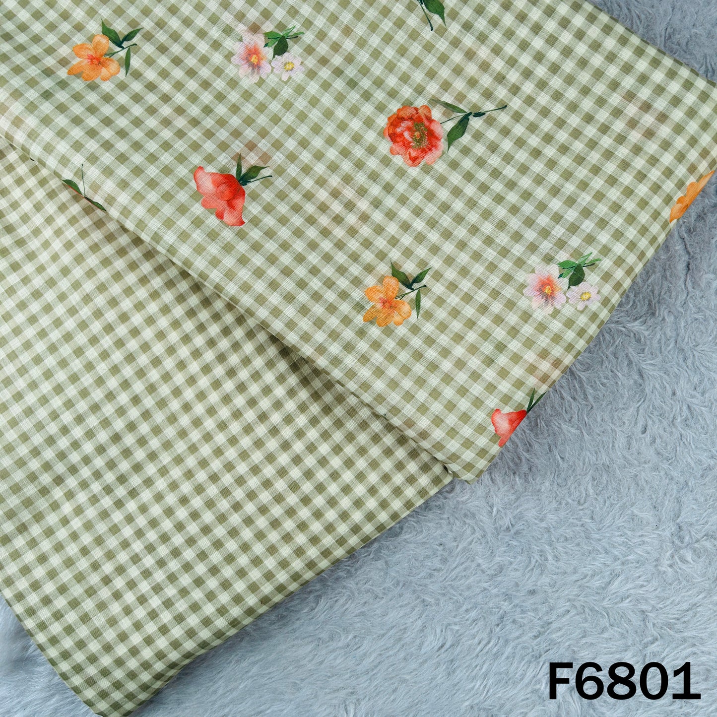 Printed Check Linen Fabric - F6801