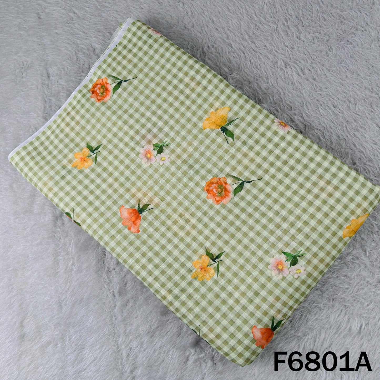 Printed Check Linen Fabric - F6801