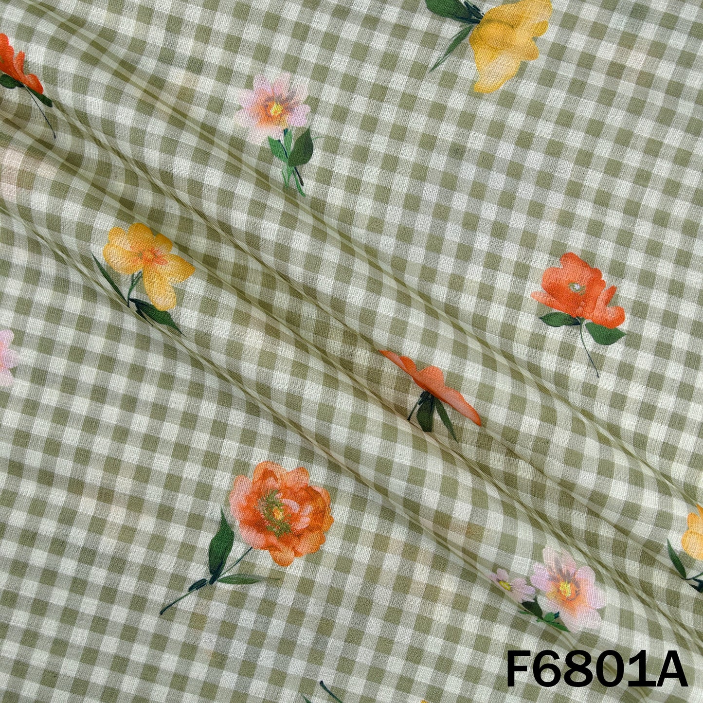 Printed Check Linen Fabric - F6801