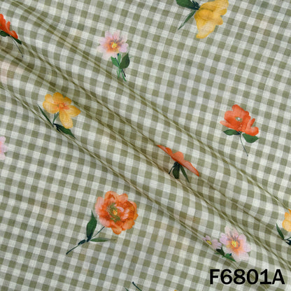 Printed Check Linen Fabric - F6801