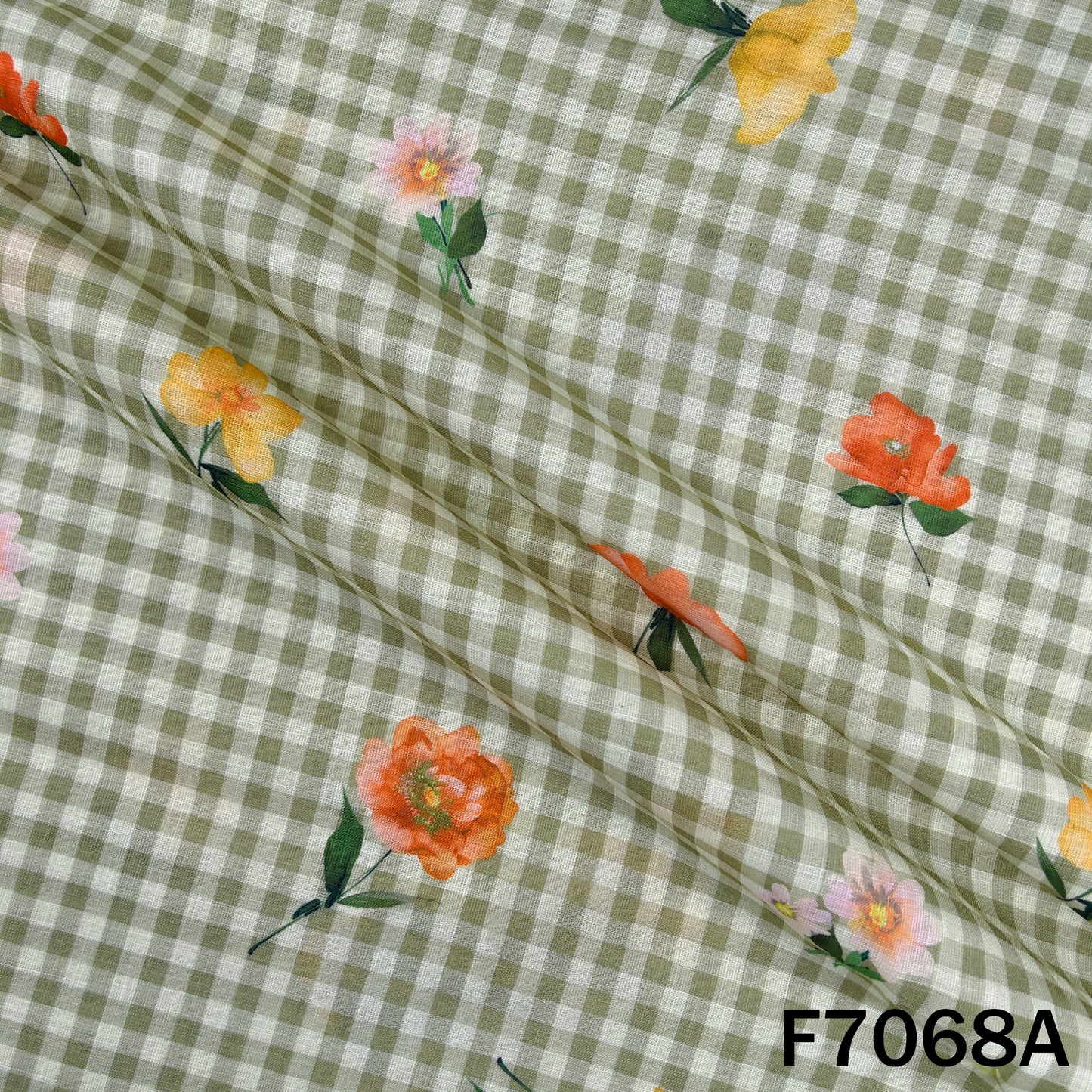 Printed Check Linen Fabric - F7068