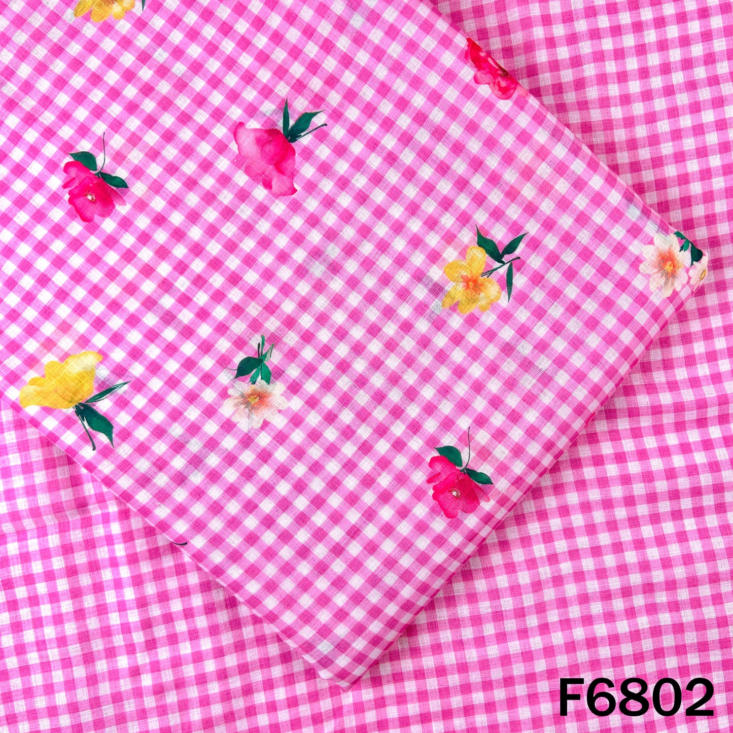 Printed Check Linen Fabric - F6802