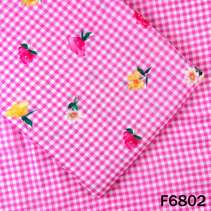 Printed Check Linen Fabric - F6802