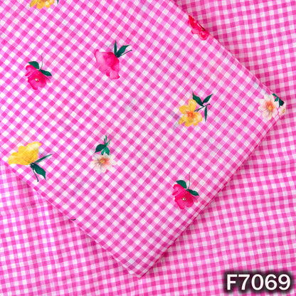 Printed Check Linen Fabric - F7069