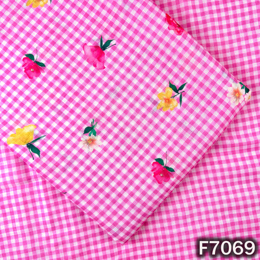 Printed Check Linen Fabric - F7069