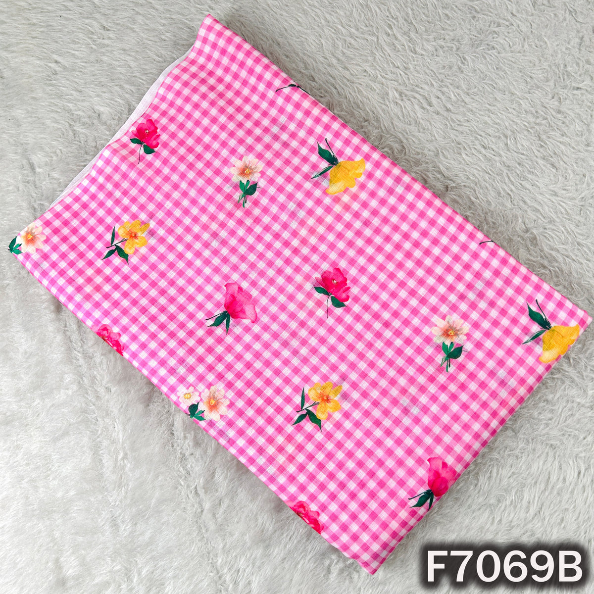 Printed Check Linen Fabric - F7069
