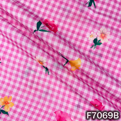 Printed Check Linen Fabric - F7069