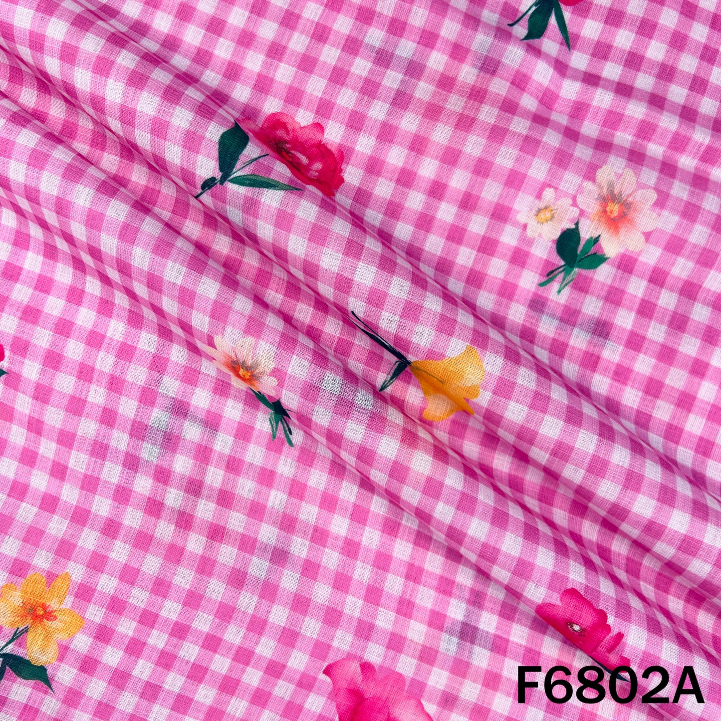 Printed Check Linen Fabric - F6802