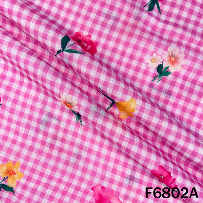 Printed Check Linen Fabric - F6802