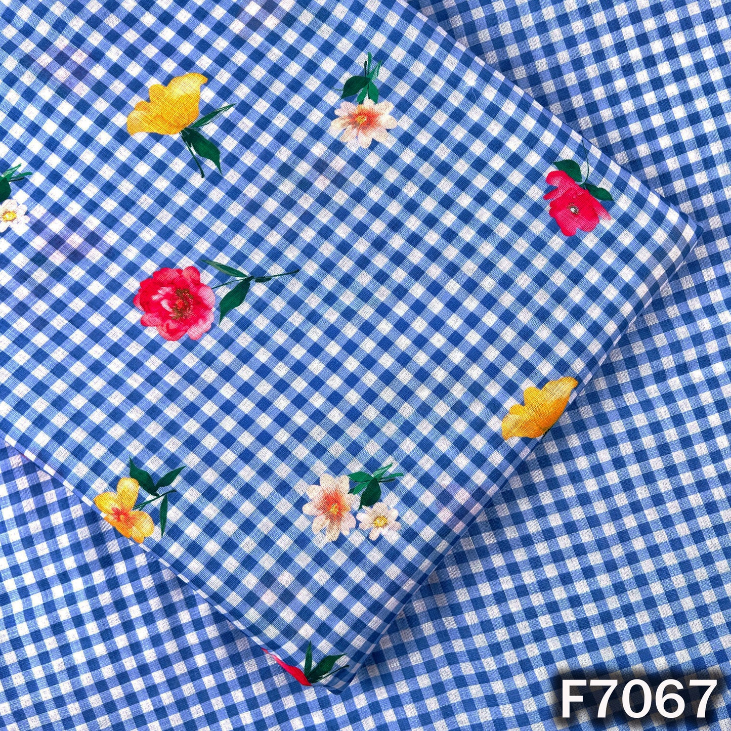 Printed Check Linen Fabric - F7067