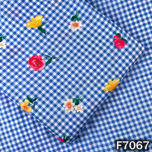 Printed Check Linen Fabric - F7067