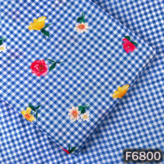Printed Check Linen Fabric - F6800