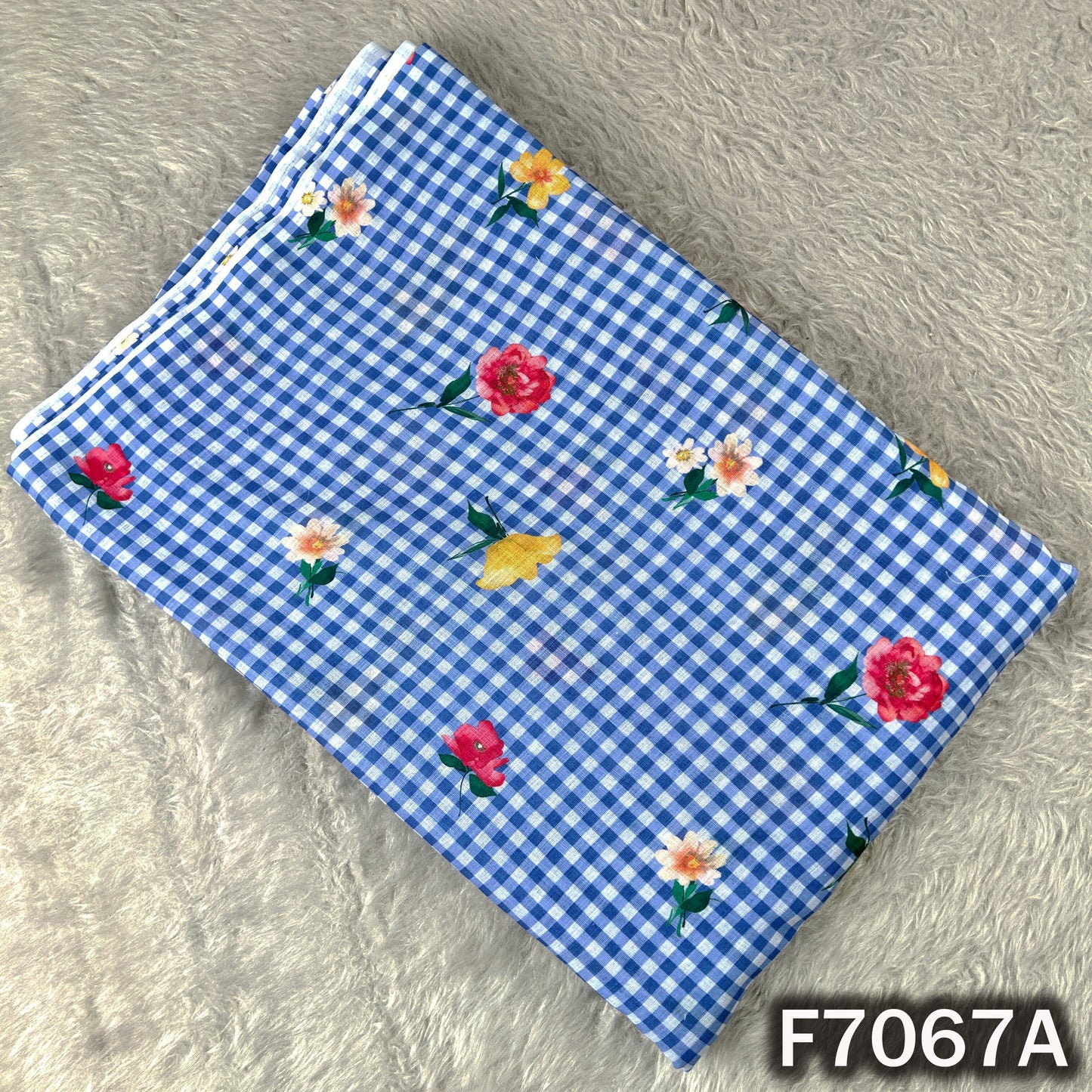 Printed Check Linen Fabric - F7067