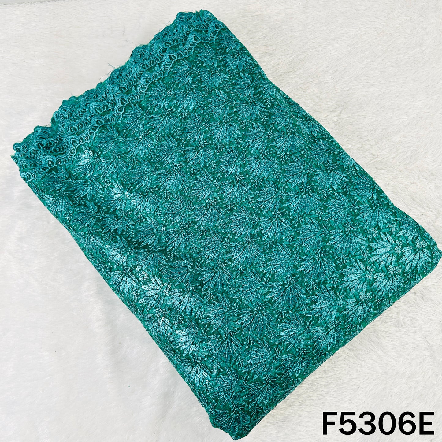 Thread Sequins Embroidered Net Fabric - F5306