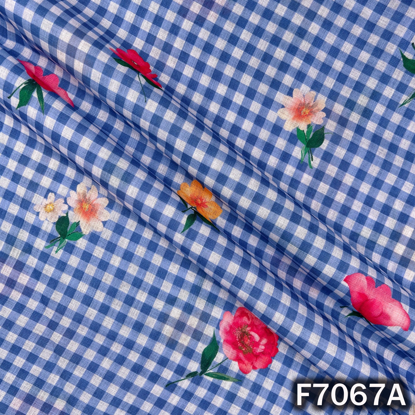 Printed Check Linen Fabric - F7067