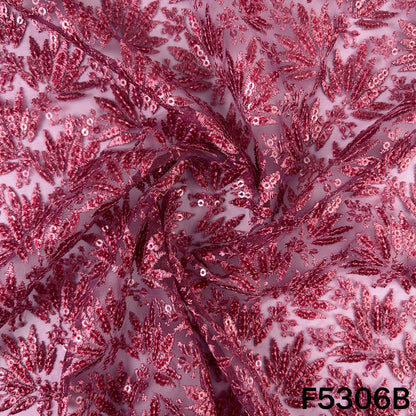 Thread Sequins Embroidered Net Fabric - F5306