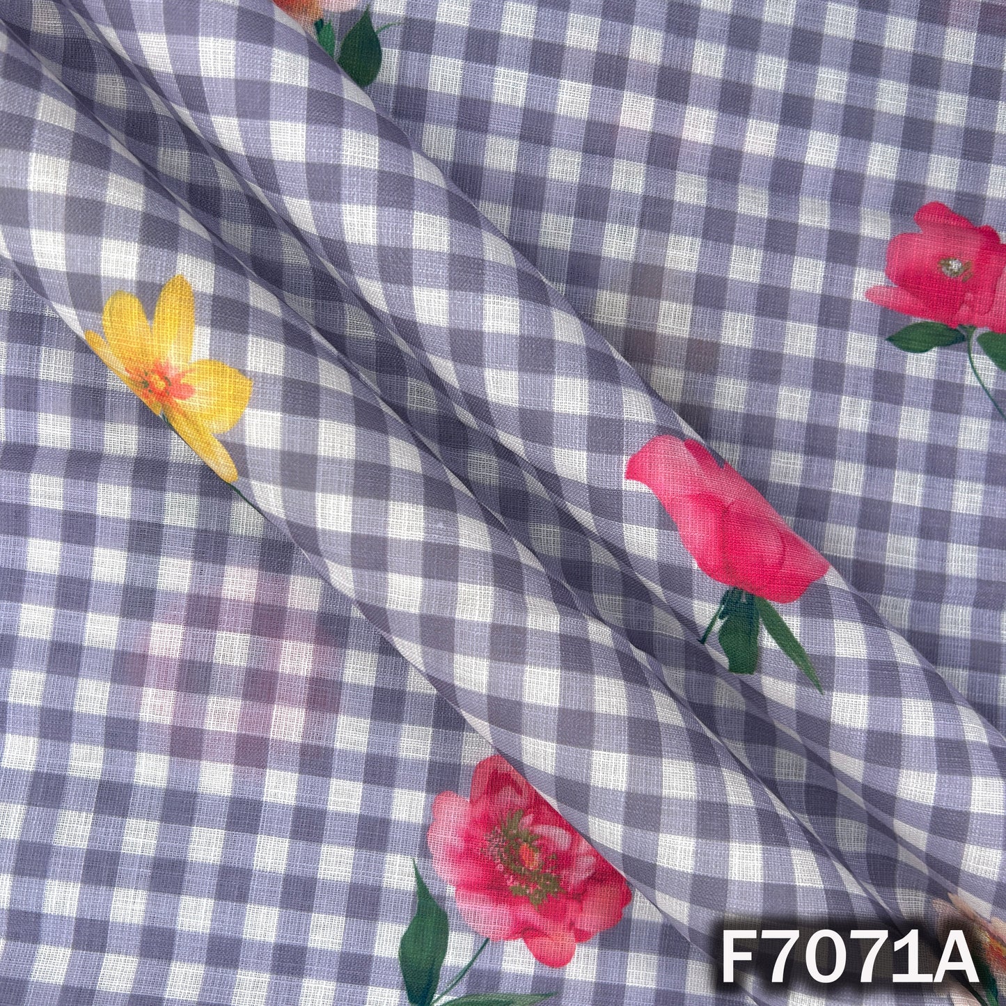 Printed Check Linen Fabric - F7071