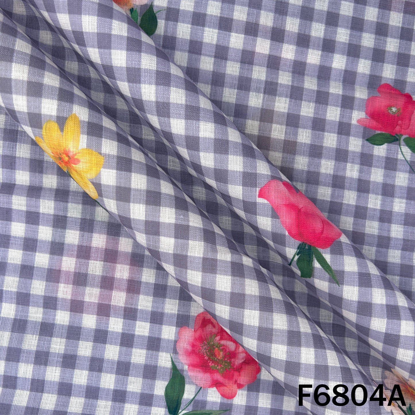 Printed Check Linen Fabric - F6804